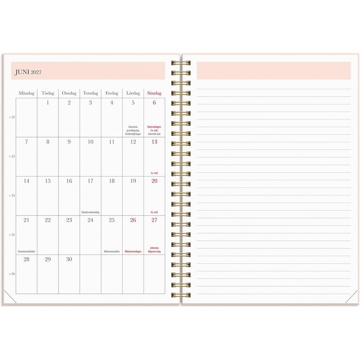 Öppen planeringskalender för lärare för vecka 14-20 i juli 2025, A5-format