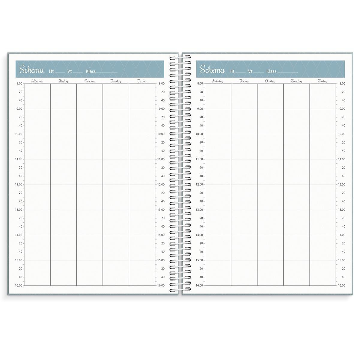 Planeringskalender för lärare 25-26 med veckoschema och plats för schemaläggning i A5-format
