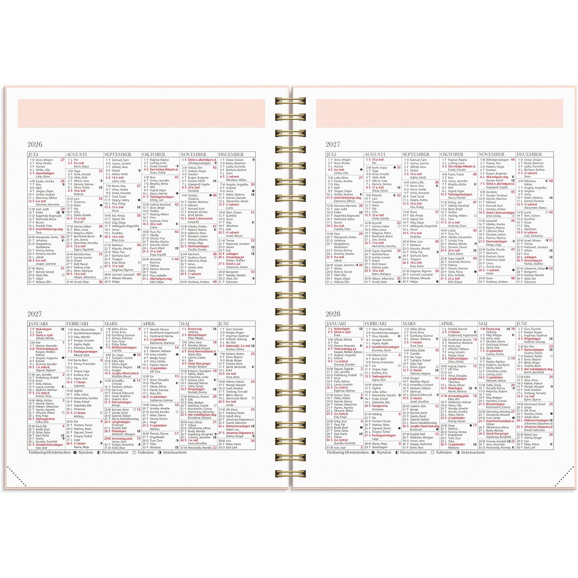 Planeringskalender för lärare 25-26 med veckoschema och plats för schemaläggning i A5-format