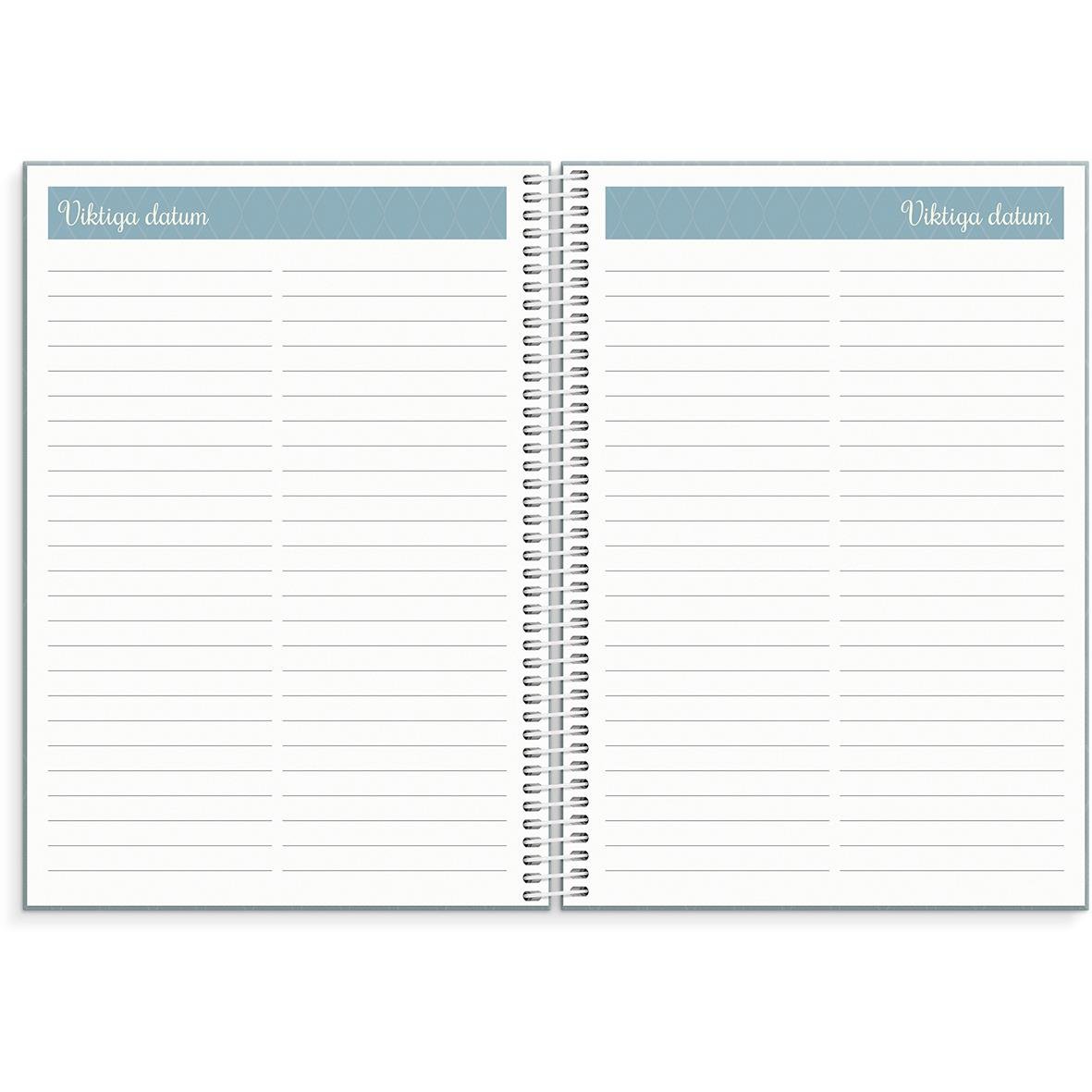 Planeringskalender för lärare med utrymme för datum och anteckningar, A5-format, för åren 2025-2026