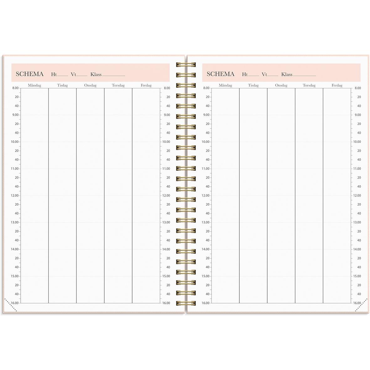 Planeringskalender för lärare med utrymme för datum och anteckningar, A5-format, för åren 2025-2026