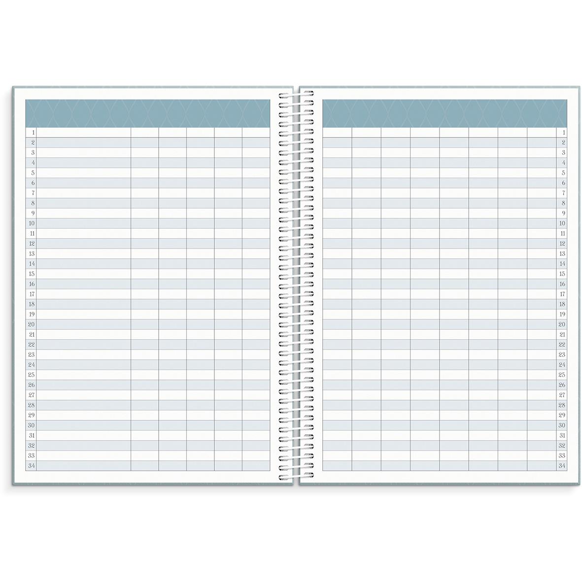 Öppen planeringskalender för lärare med veckoplanering i A5-format