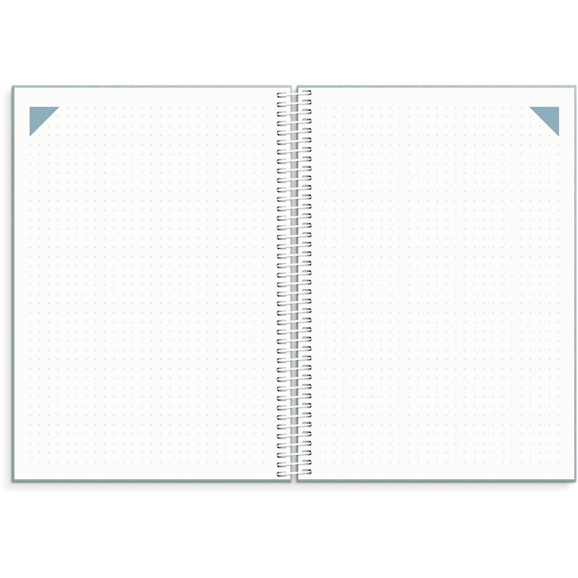 Öppen planeringskalender för lärare med spiralbindning och tomma sidor för anteckningar