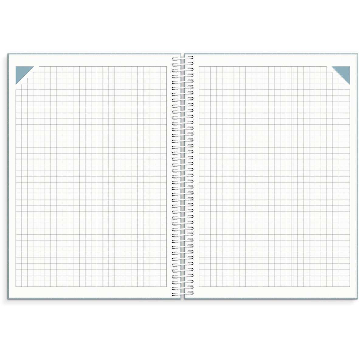 Öppen planeringskalender för lärare med rutat papper för 2025-2026 i A5-format