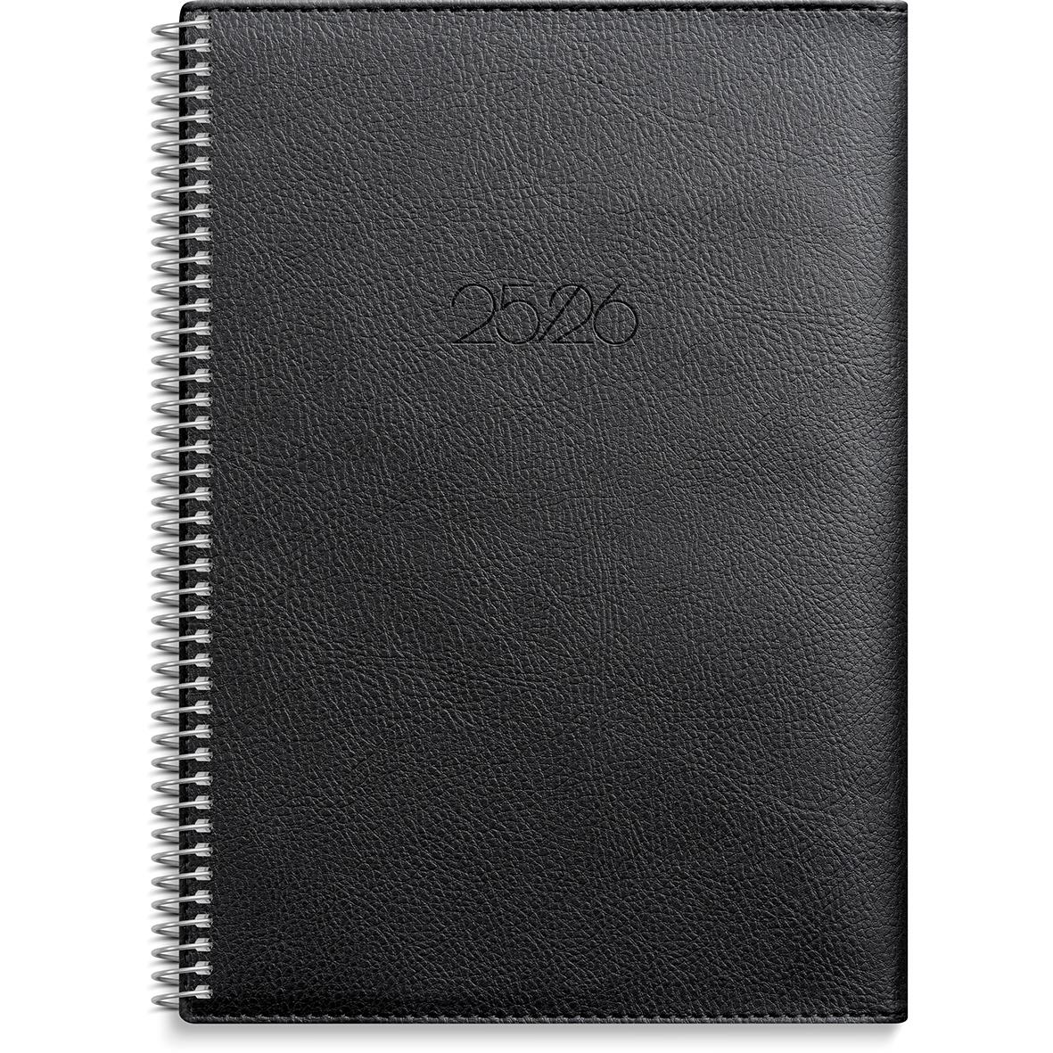 Svart A5 almanacka med spiralbindning och 2020 på framsidan