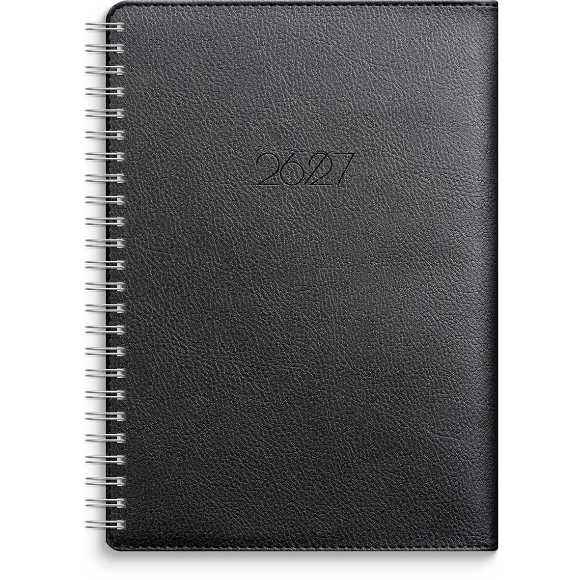 Svart A5 almanacka med spiralbindning och 2020 på framsidan