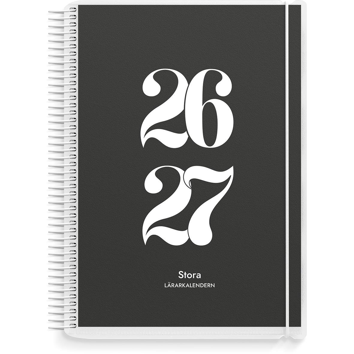 Svart lärobok med stora vita siffror 25 och 26 på framsidan