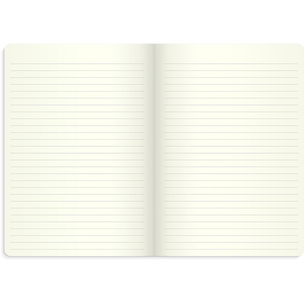 Öppnat veckoplaneringshäfte med linjerade sidor för anteckningar i 2026 års kalender