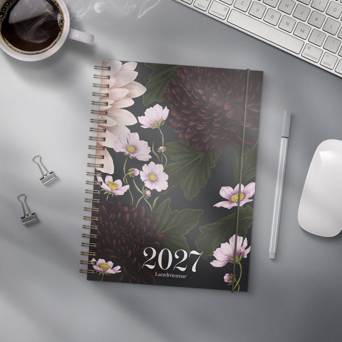 Öppnad almanacka för september 2026 med veckodagar och datum i A5-format