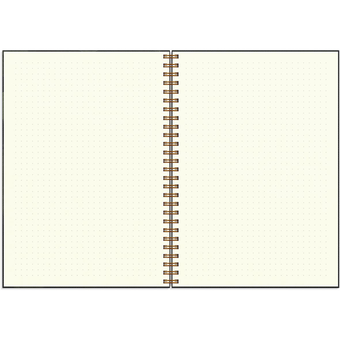 Öppnad almanacka Burde 1283 Lantdrömmar 2026 A5 med tomma sidor och spiralbindning