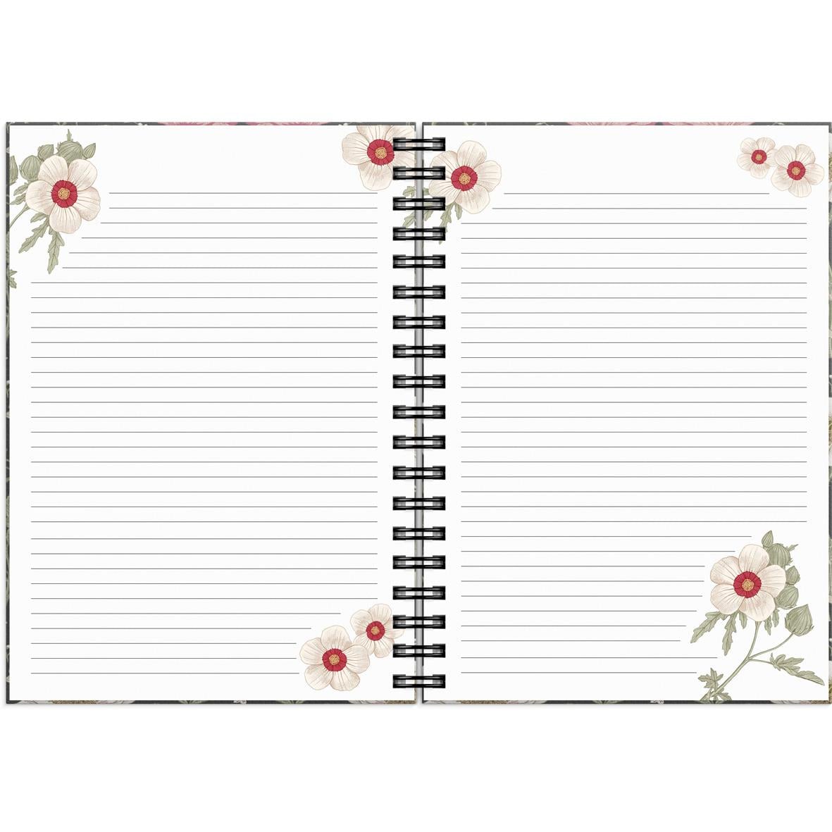 Floral designad almanacka för 2026 med spiralbindning och elastisk band