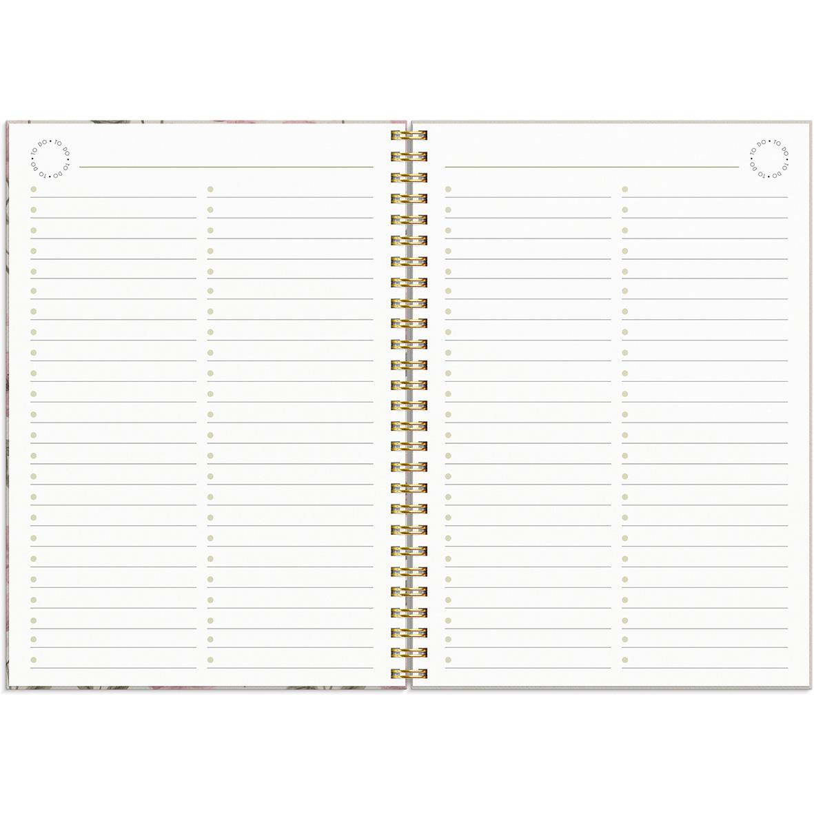 Öppnad almanacka Burde 1062 Life Planner Essentials 2026 A5 med tomma linjerade sidor för planering