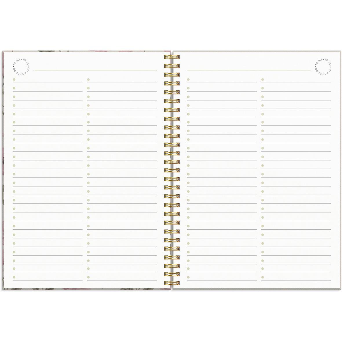 Öppnad almanacka Burde 1062 Life Planner Essentials 2026 A5 med tomma linjerade sidor för planering
