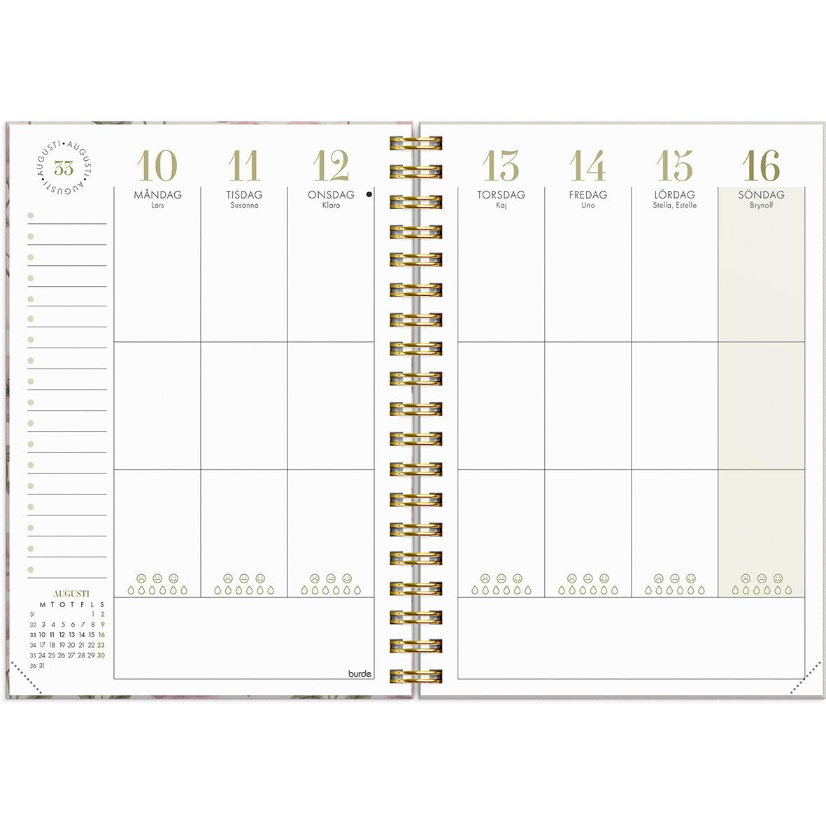 A6 Life Planner Essentials 2026 Almanacka Burde 1065 med veckoplanering för dagarna 10-16