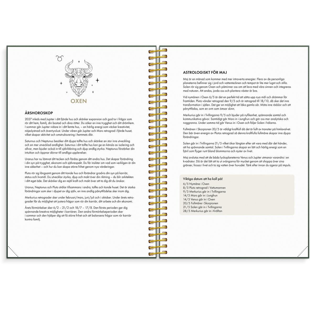 Öppnad Almanacka Burde 1224 Astrologikalendern 2026 med månkalender och astrologiska data