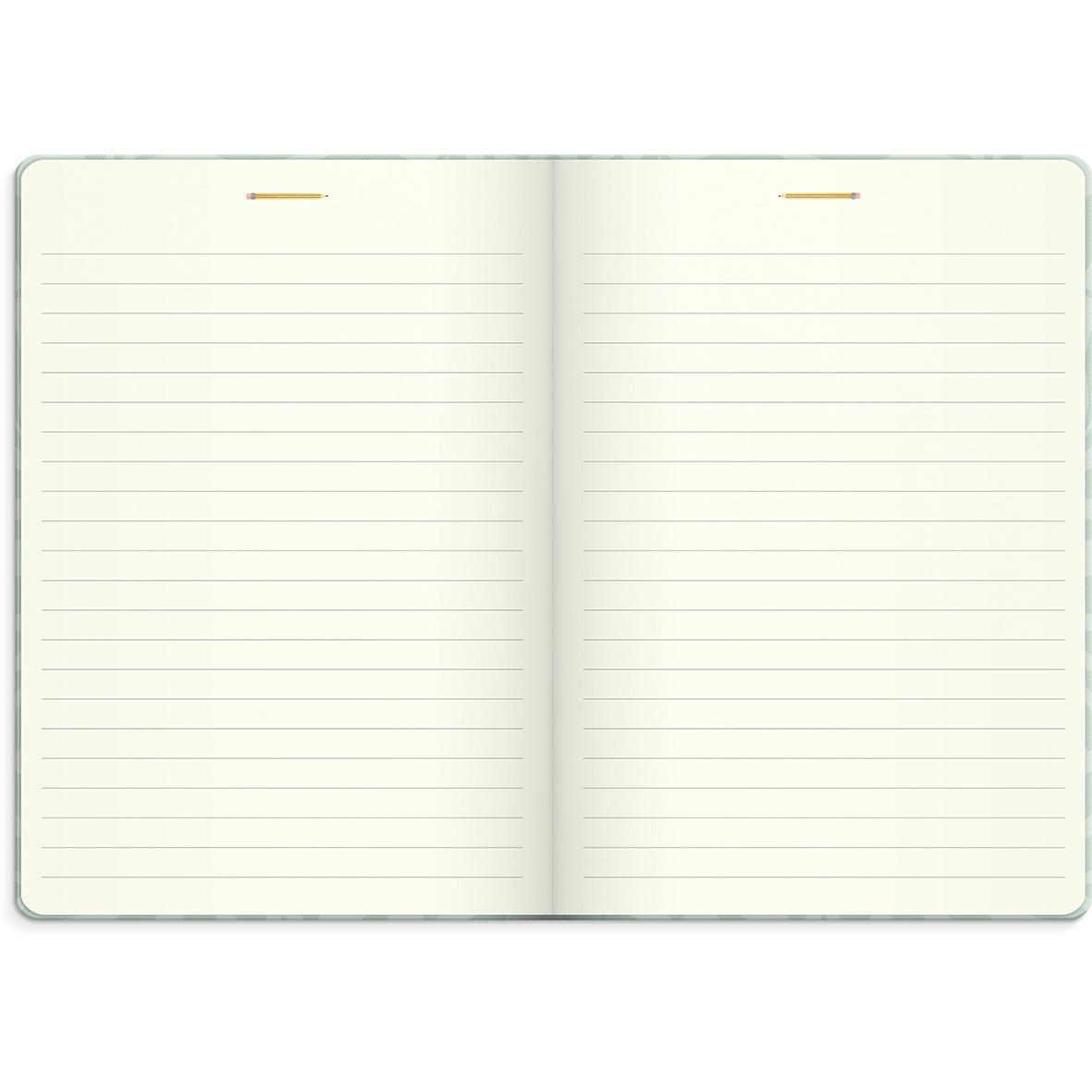 Öppnad almanacka för 2026 med linjerade sidor för anteckningar och planering