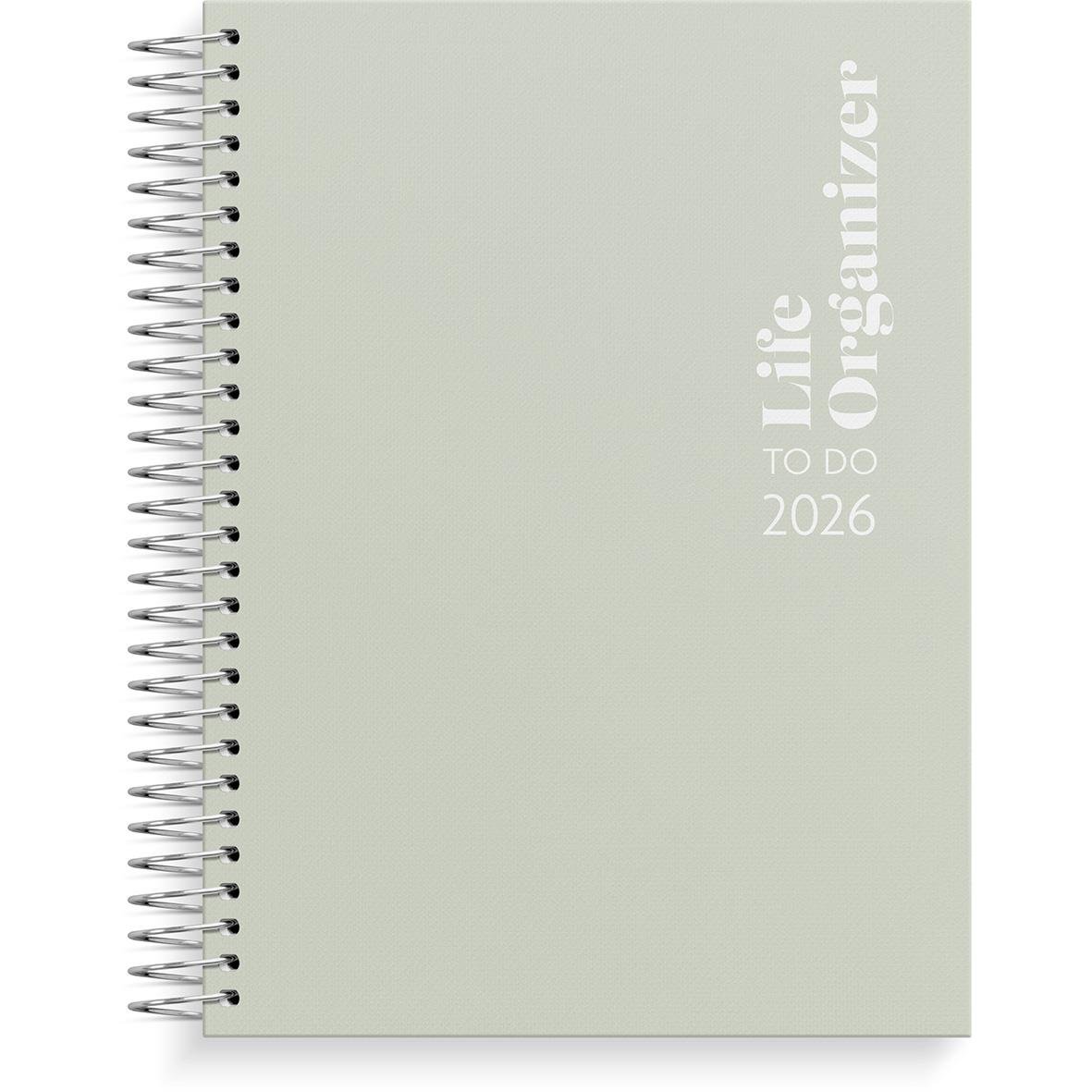 Årsplanerare för 2026 med spiralbindning och titel Life Organizer To Do 2026