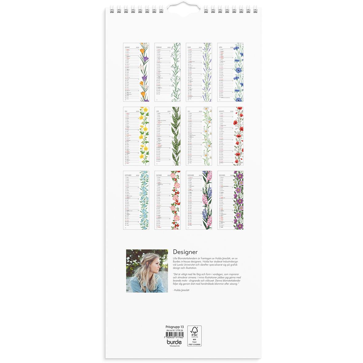 Väggkalender Burde 1779 Lilla Blomsterkalendern 2026 16141495_4