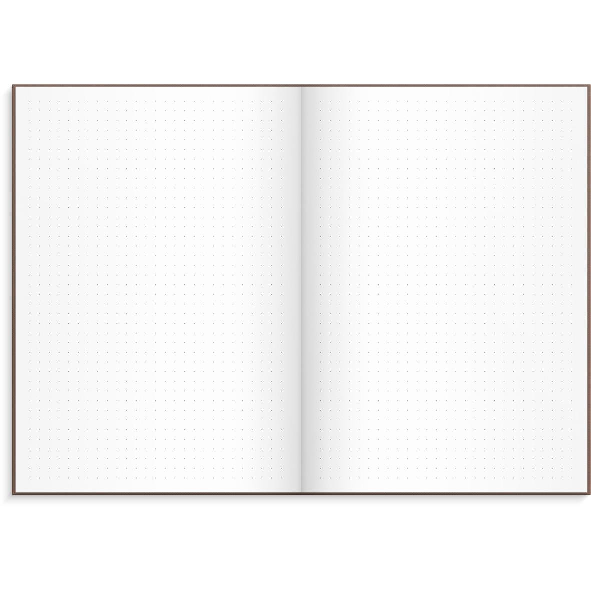 Öppnad Almanacka Burde 1219 Doodle 2026 med tomma sidor och prickad layout