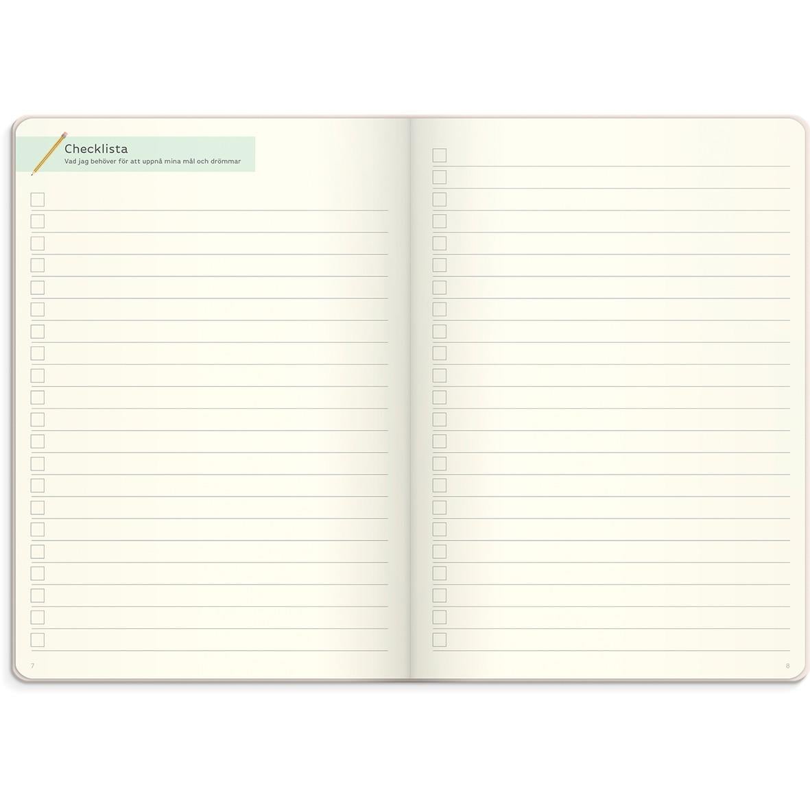 Almanacka Burde 7608 ream & Do Beige med checklist och linjerade sidor för anteckningar