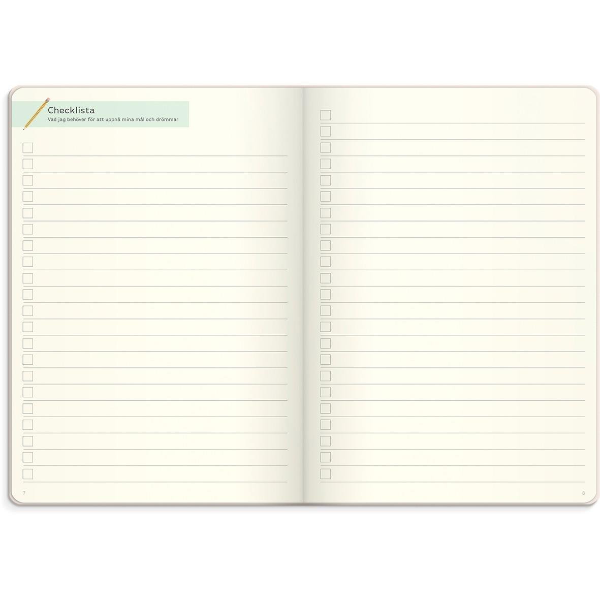 Almanacka Burde 7608 ream & Do Beige med checklist och linjerade sidor för anteckningar