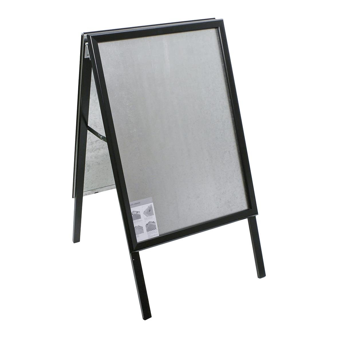 Gatuställ Alu-Line A-Bock Svart 50x70cm, svart ram med dubbel sidor för annonsering