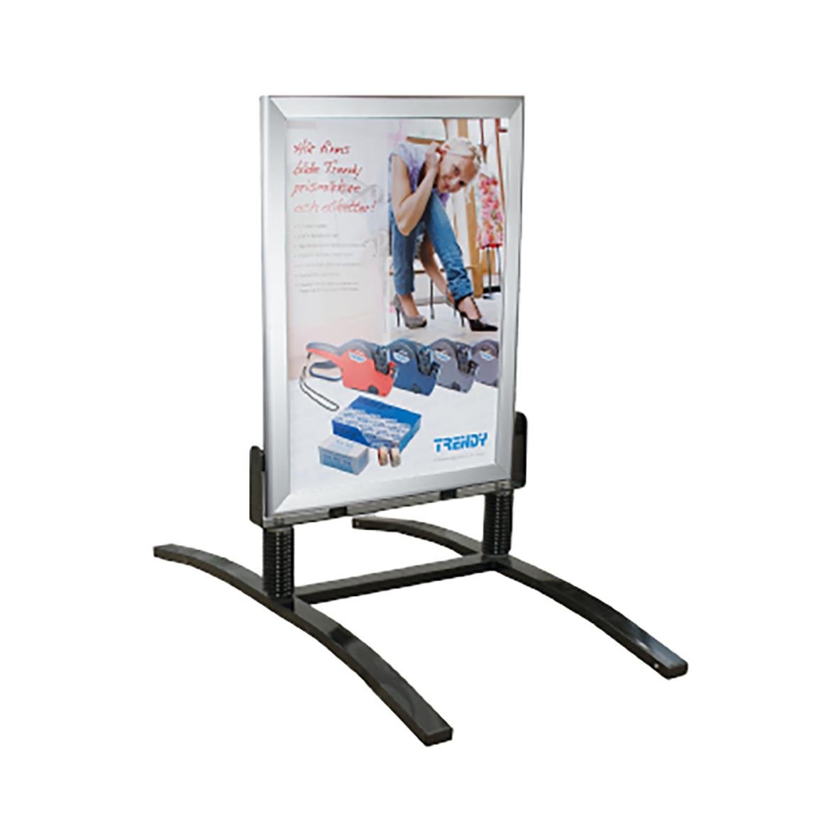 Gatuställ med aluminiumram 70x100cm, svart stativ och reklamskylt