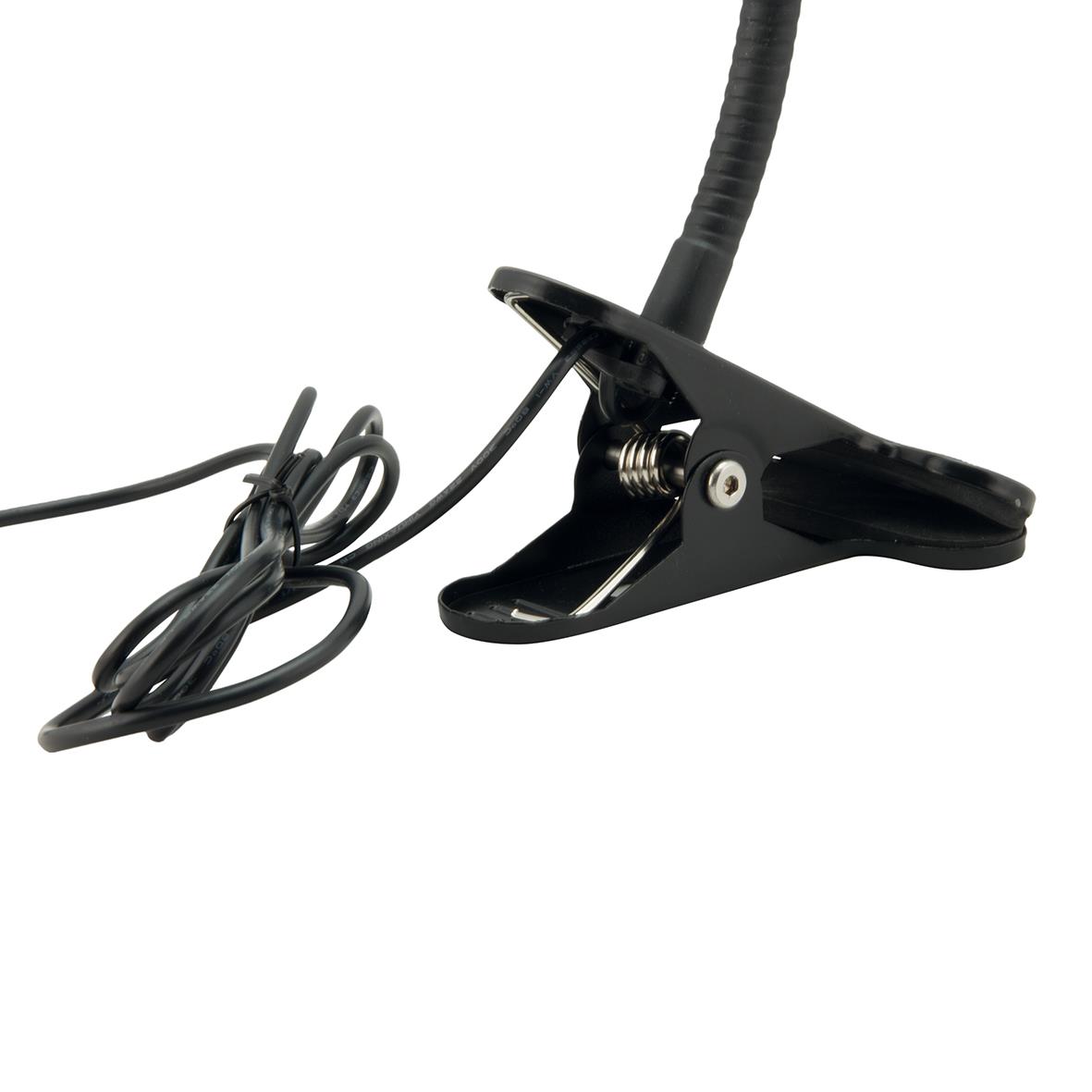 Vädertålig svart gatuställslampa med klämfäste och elkabel