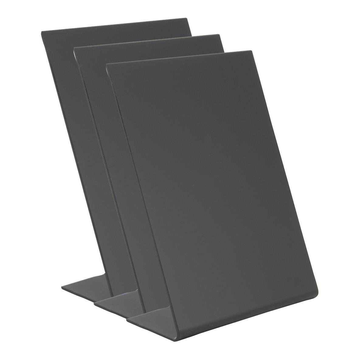 Svart L-form griffeltavla i akryl för A6, stående design