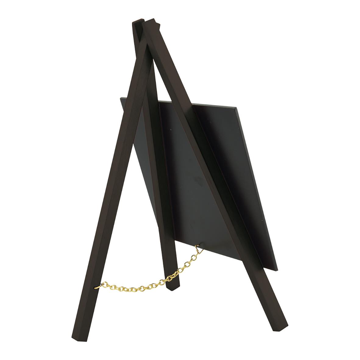 Svart griffeltavla på träställning med märkpenna, mått 24,4x15x13,5cm, för bord