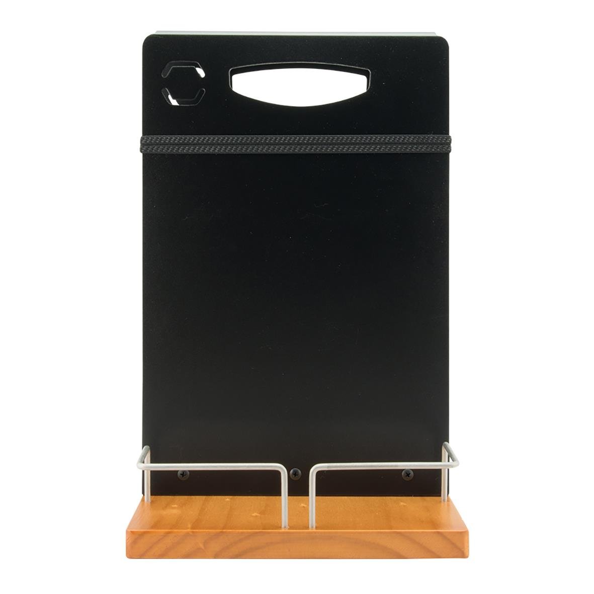 Bordscaddy Securit med griffeltavla 34,5x22cm i svart med träbas och metallstöd