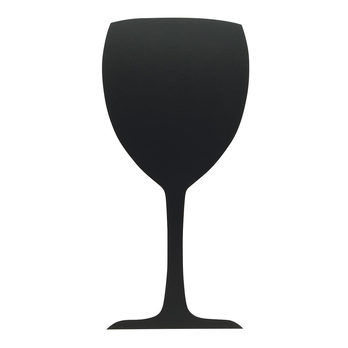 Svart griffeltavla i glas formad som ett vinglas för vägg, 5x23,5cm, med märkpennor