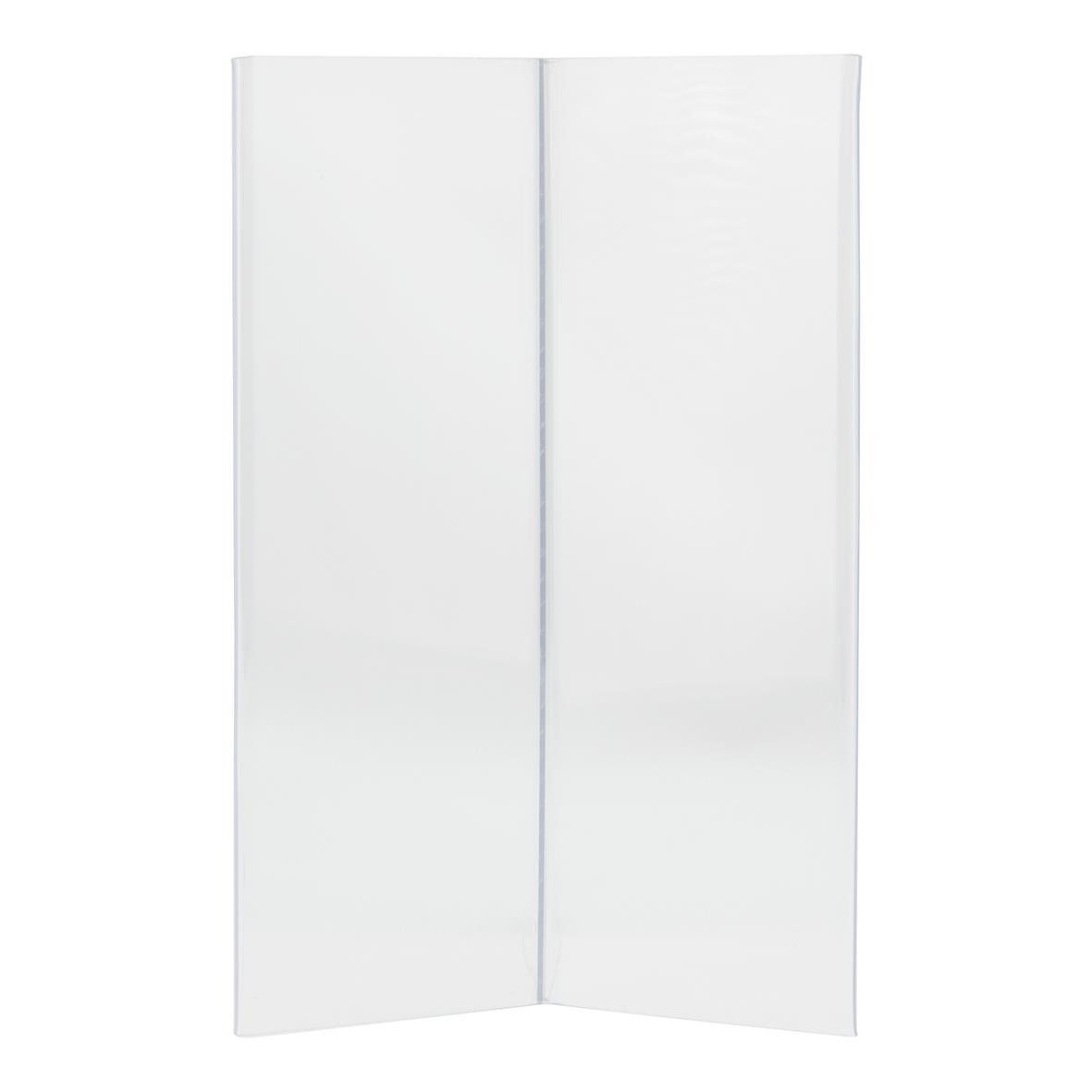 Akryl Y-form informationsskärm i A5-storlek, vit och transparent design