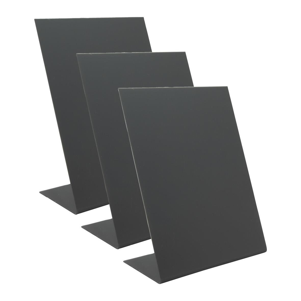 Svart akrylgriffeltavla i L-form för A5, tre stycken staplade