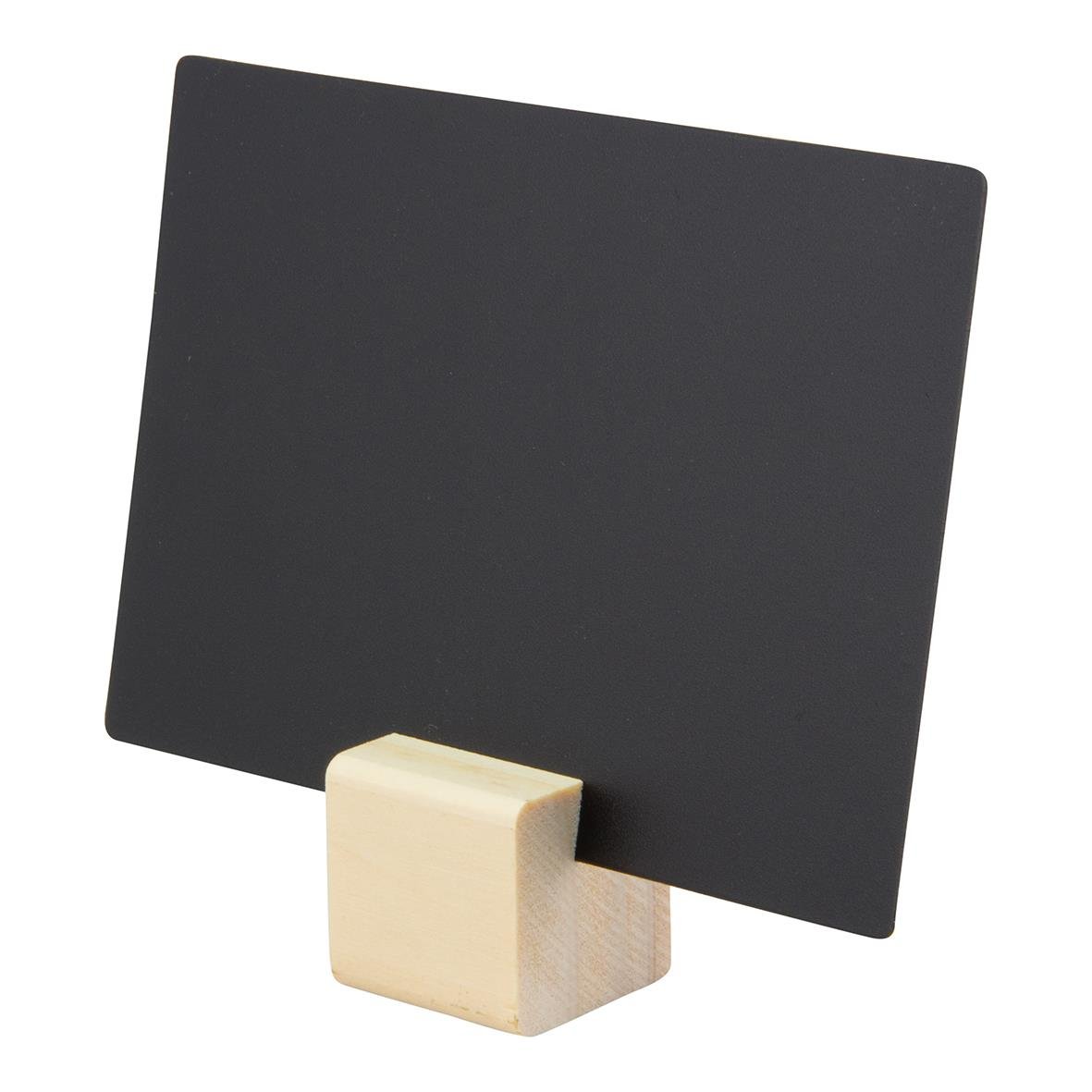 Svart griffelskylt med trähållare och plats för A7-storlek