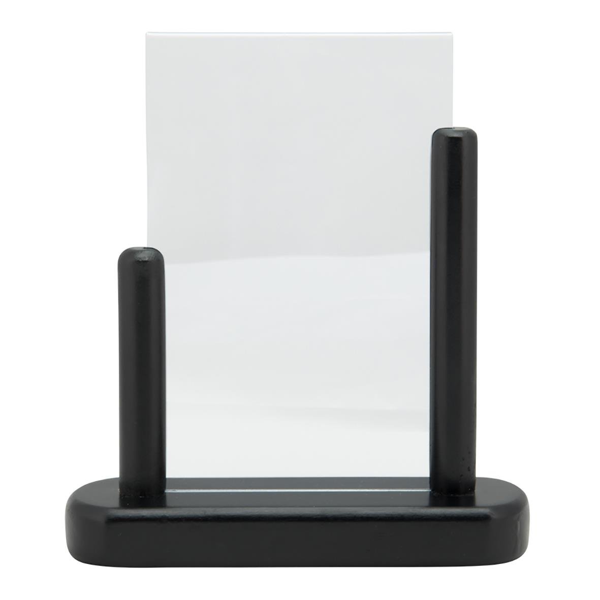 Svart akryl och träbotten telefonhållare med transparent skydd