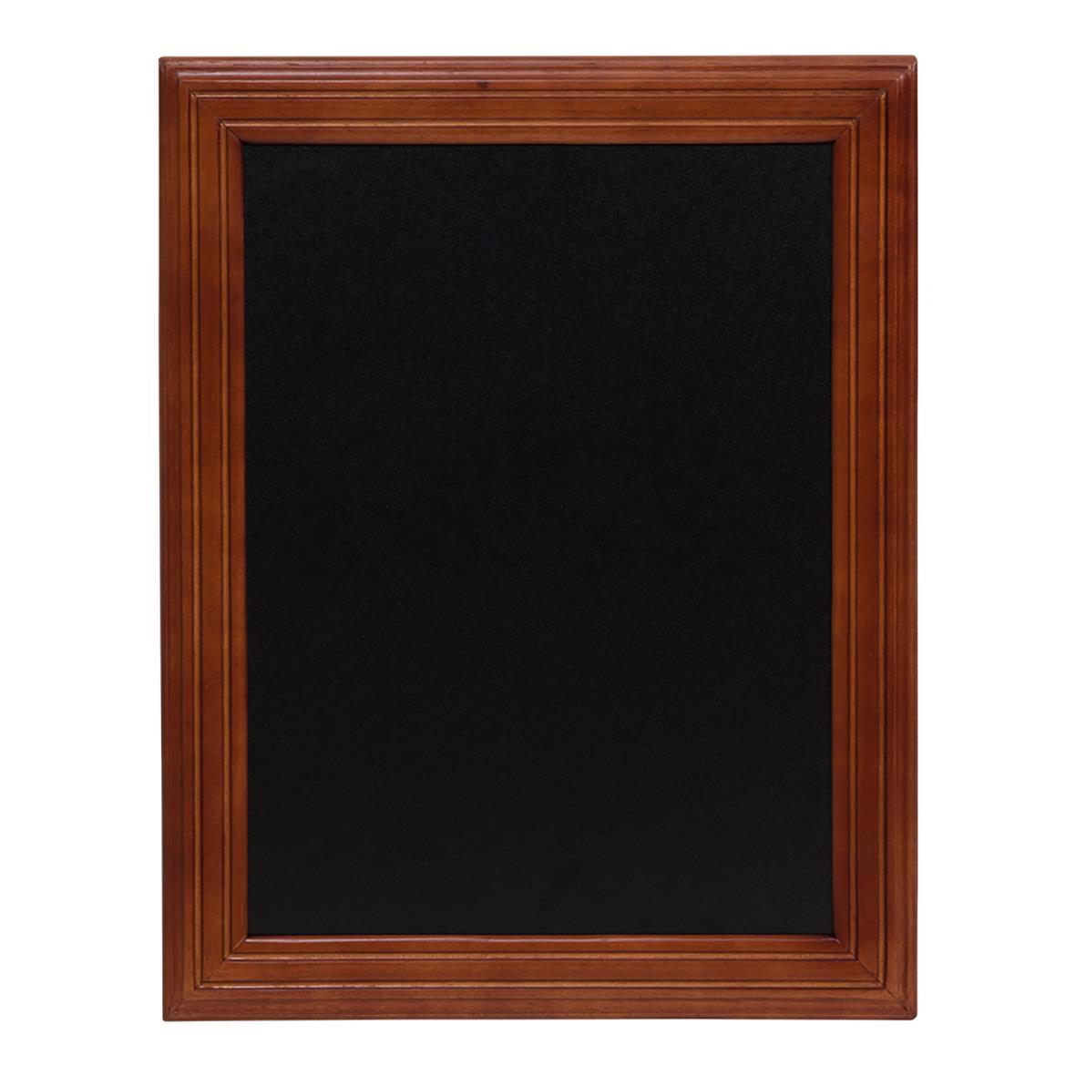 Väggmonterad griffeltavla i mahognyram med svart skrivyta, storlek 30x40cm