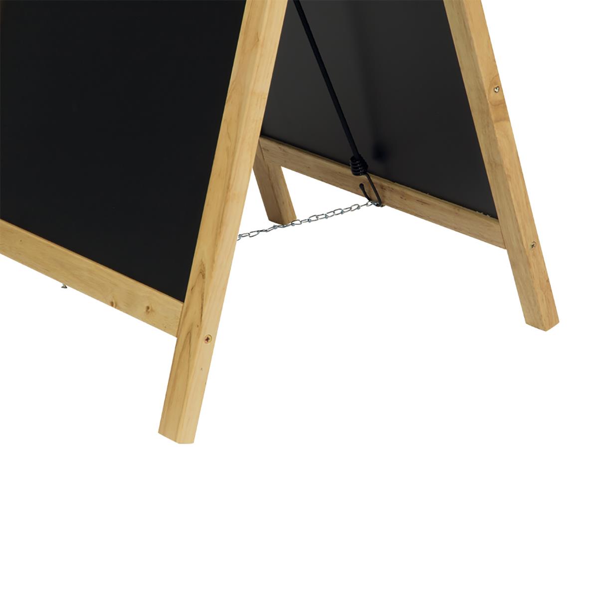 Gatuställ Securit Deluxe med svart skrivyta och trästomme, mått 47x95,5cm, med säkerhetskedja