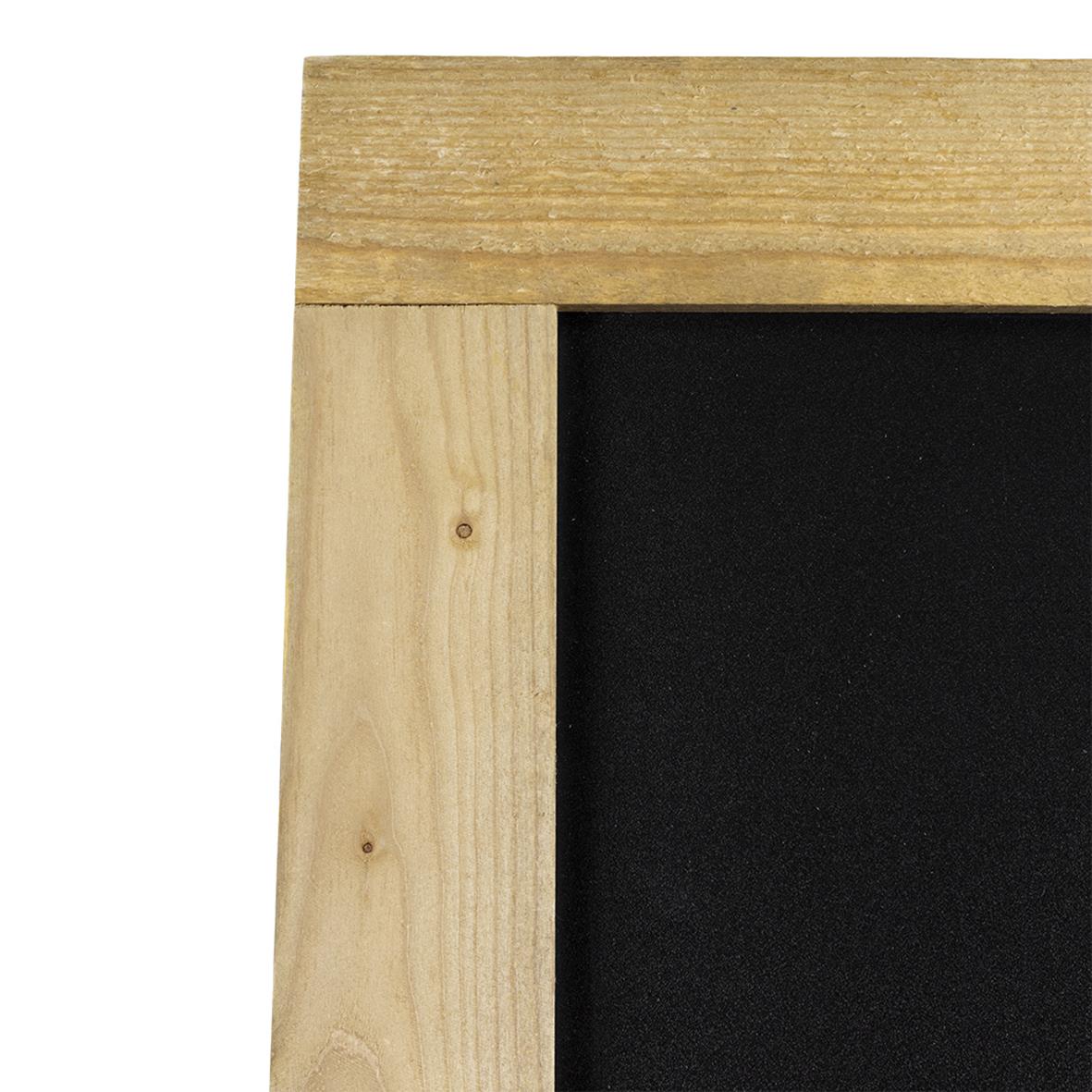 Gatuställ med naturfärgad träram och svart skrivyta, mått 58x94cm, för utomhusbruk