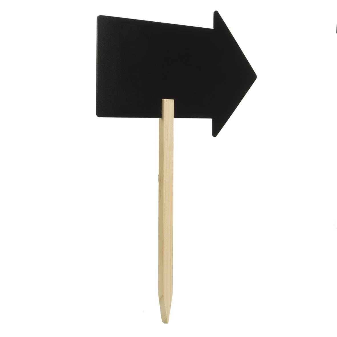 Svart pilskylt med pinne, 67x49cm, för säkerhets- eller vägvisning