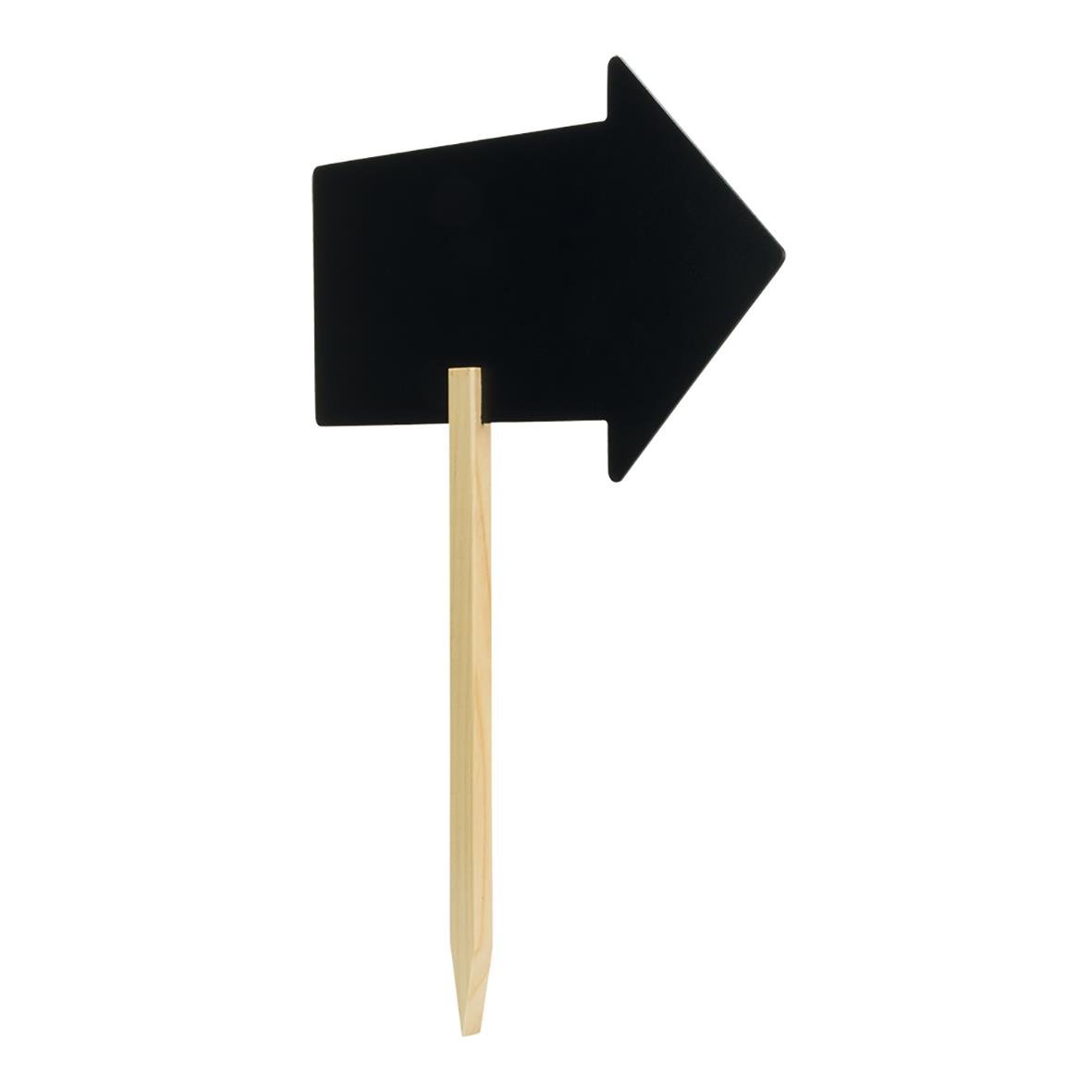 Svart pilskylt med pinne, 67x49cm, för säkerhets- eller vägvisning