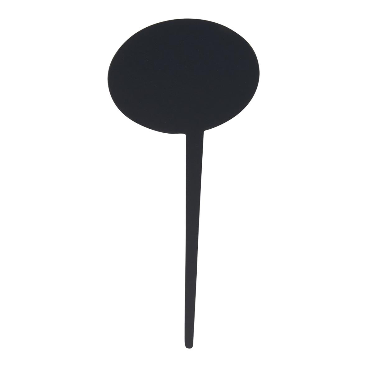 Svart griffelskylt med säkerhetssymbol och pinne, 18x8cm