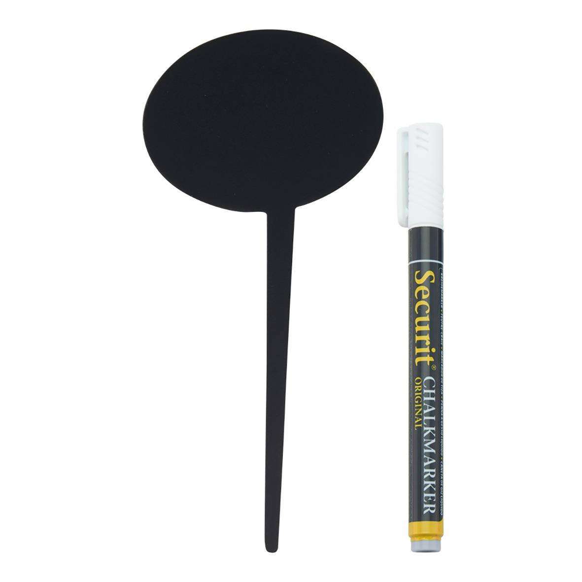 Svart griffelskylt med markör för säkerhet, 18x8cm