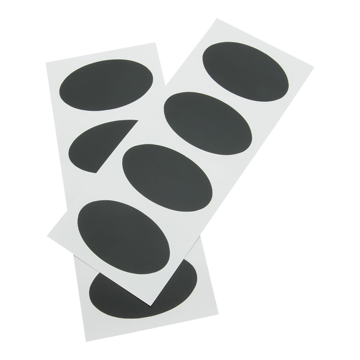 Svarta ovala griffelklistermärken i storlek 4,7x8cm för skrivyta