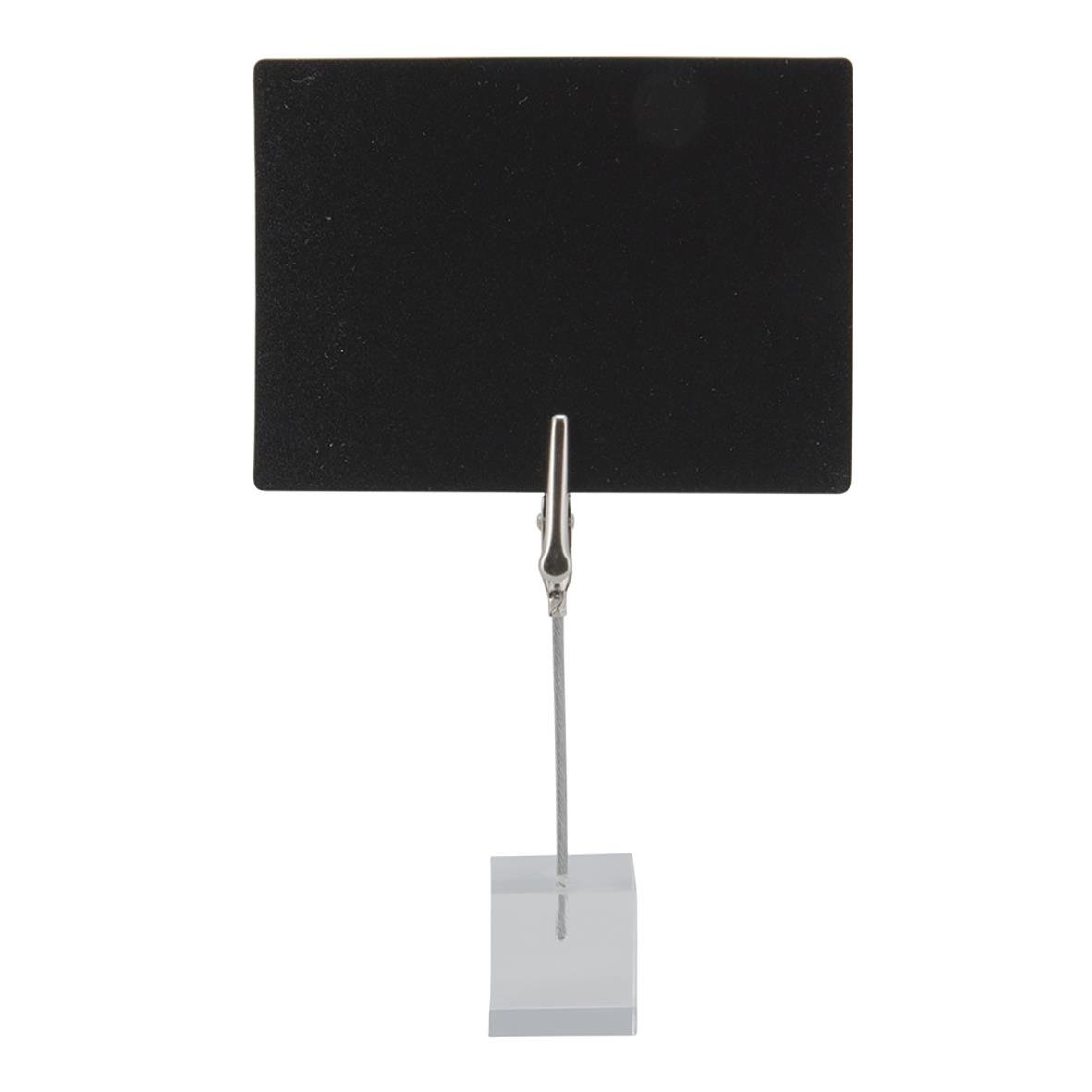 Skyltklämma Securit för griffelskyltar, transparent med svart skylt