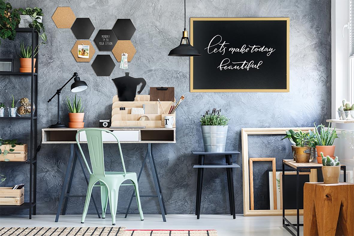 Griffeltavla Securit för vägg med träram i teak, 55x75cm, skrivyta