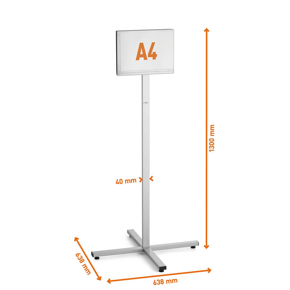Golvskylt för utomhusbruk i antracitgrå med A4-information, höjd 1300 mm, stabil bas och stång