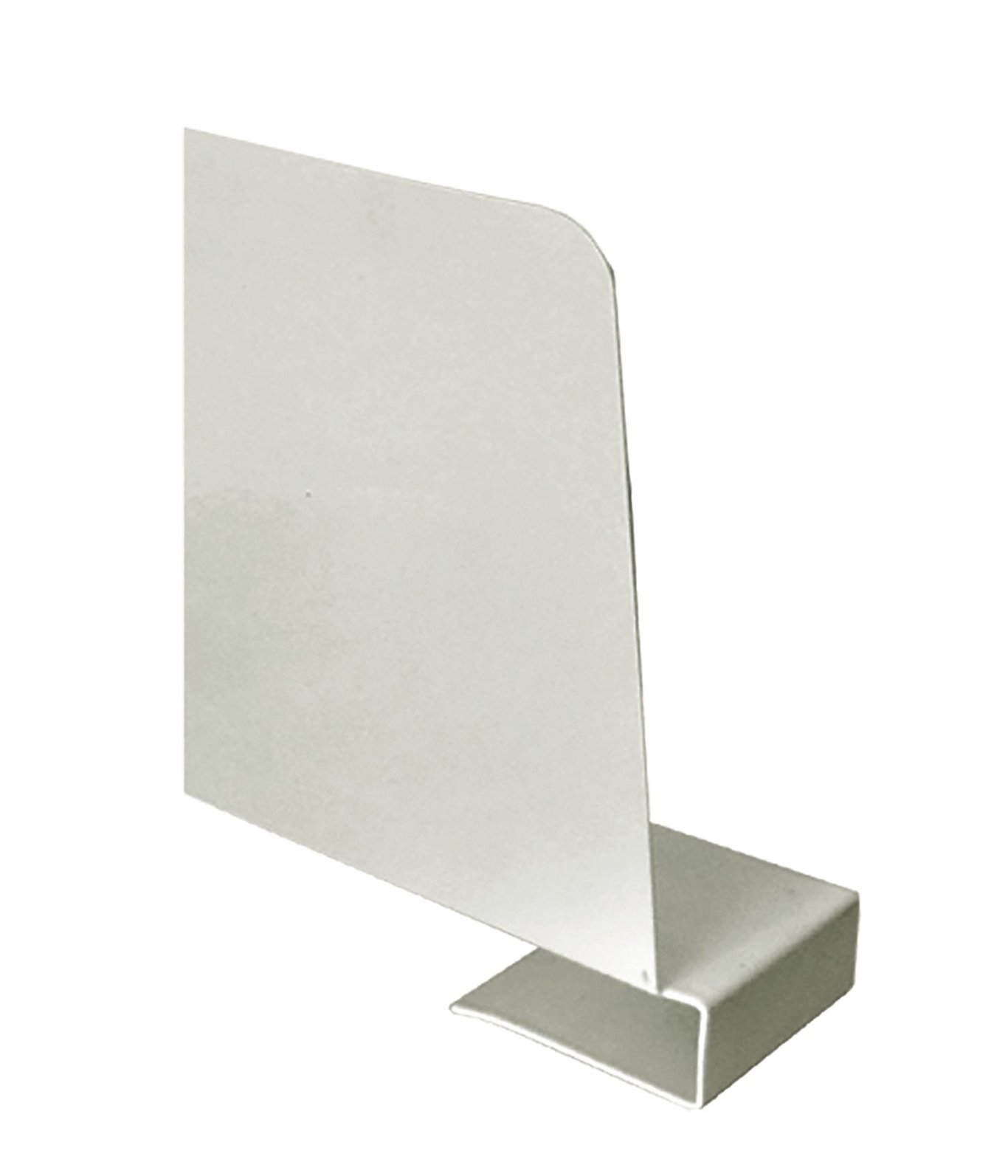 Bokstöd kläm vänster 20cm i vitt med rundad hörn och platt bas