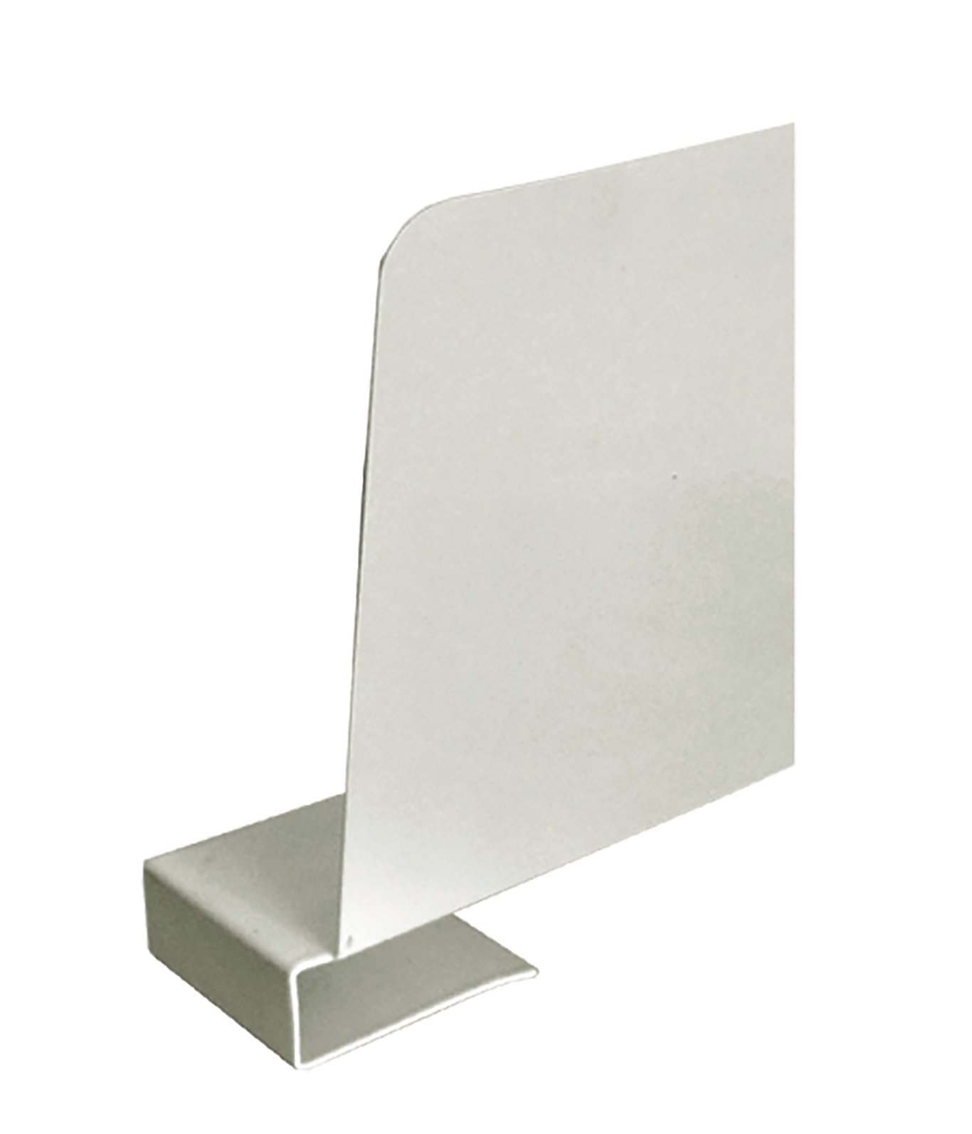 Bokstöd kläm höger 20cm i vitt med platt bas och hög vägg