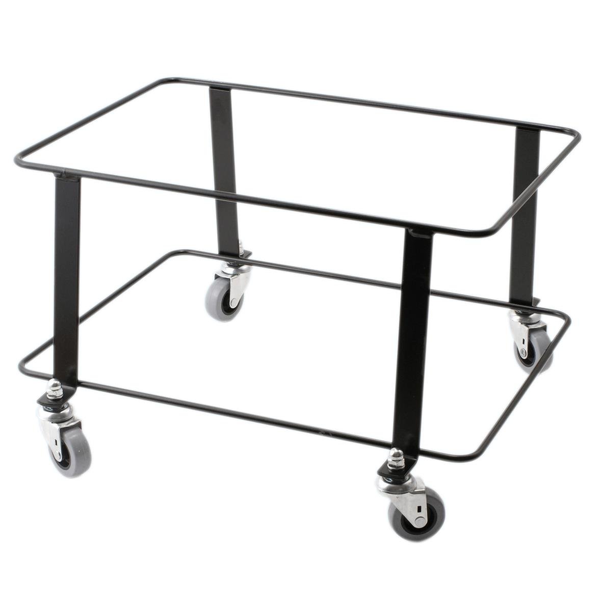 Kundkorgsvagn i metall med 27 liters kapacitet och hjul för enkel flytt